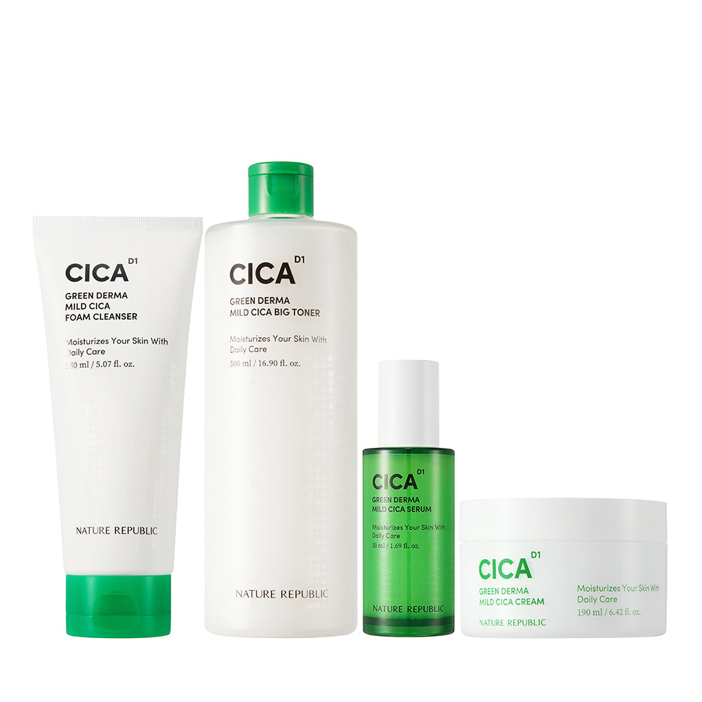 Green Derma Mild Cica 4 Piece Set - Foam Cleanser, Big Toner, Serum & Cream  (w/ NCT 127 All Member's Goods)